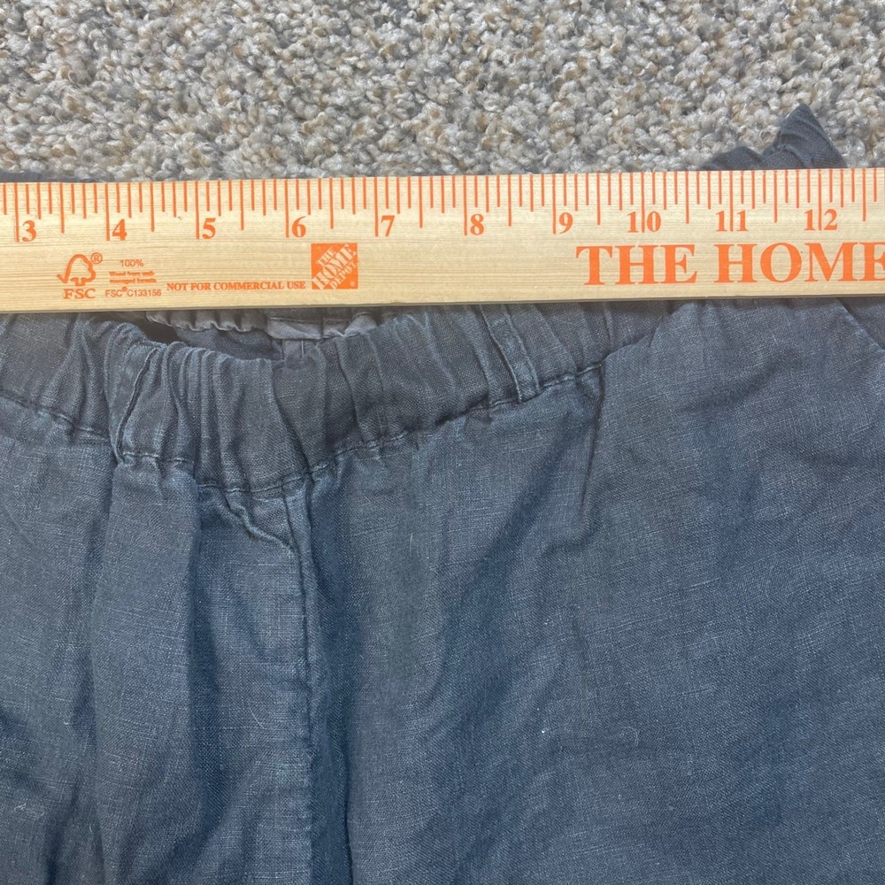 Quince Women's Small Linen Elastic Waist Straight Leg Pants Black Sustainable - Picture 5 of 9